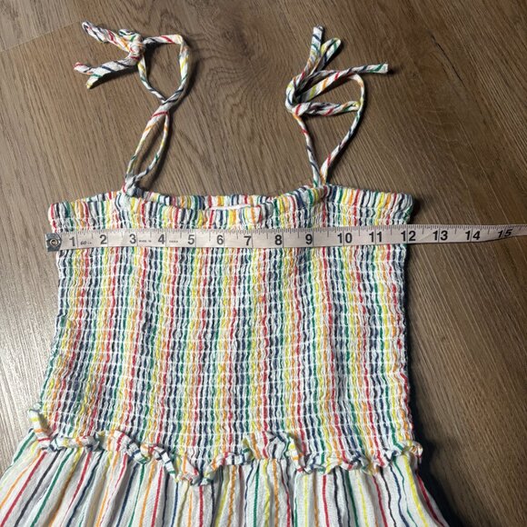 Solid & Striped The Indigo Dress in Rainbow Pinstripe S small smocked midi - Picture 9 of 11
